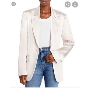 A.L.C. BISHOP II WOMENS SATIN LONG SLEEVES ONE-BUTTON BLAZER